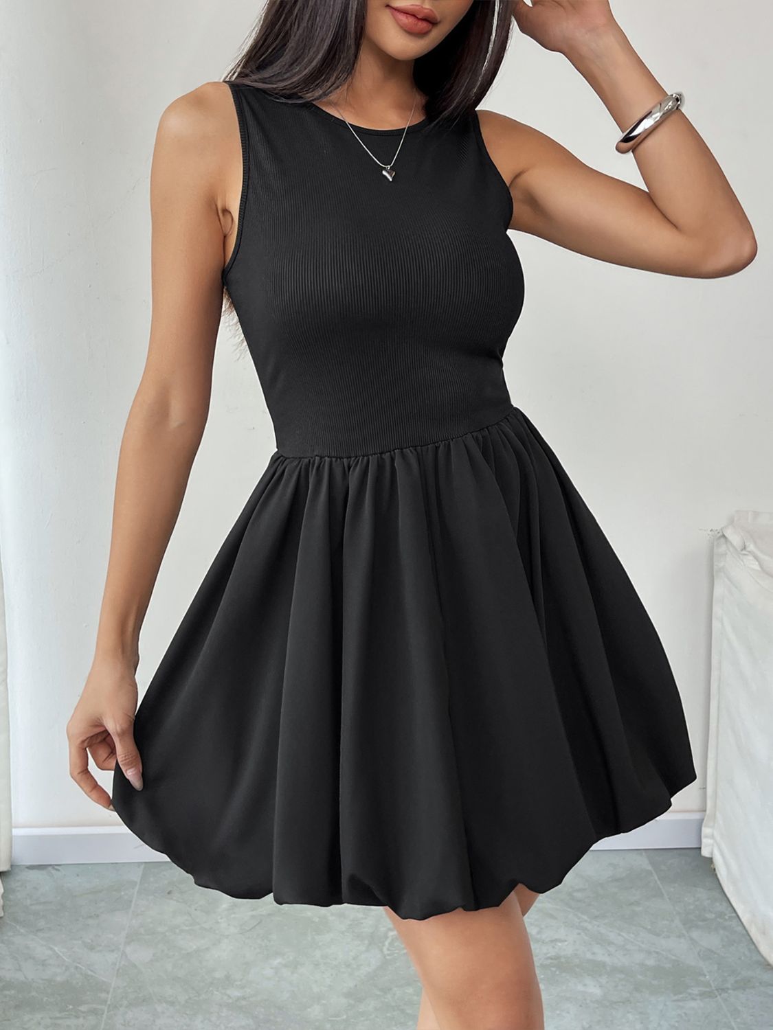 Perfee Ruched Sleeveless Mini Dress - Jsopretty.com