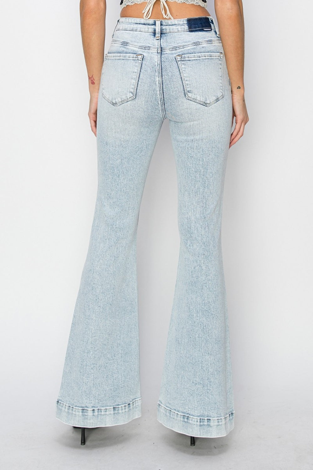 Risen Full Size High Rise Front Patch Pocket Flare Jeans - Jsopretty.com