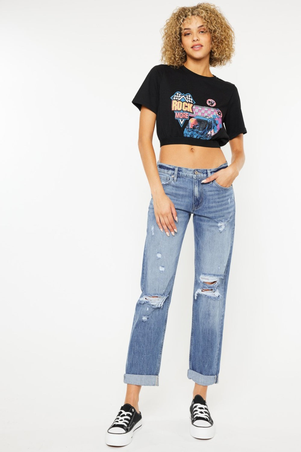 Kancan Mid Rise Distressed Straight Jeans - Jsopretty.com