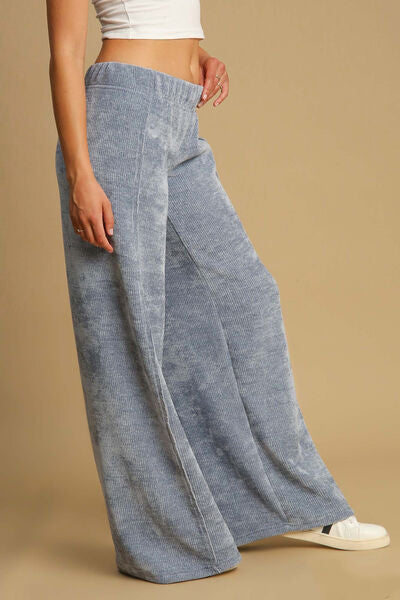 Umgee Elastic Waist Wide Leg Pants - Jsopretty.com