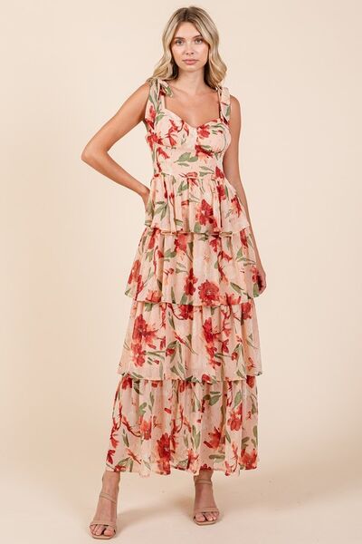 Mittoshop Layered Floral Sweetheart Neck Maxi Dress - Jsopretty.com