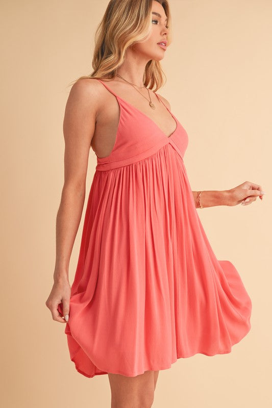 Aemi + Co Ruched Plunge Mini Cami Dress - Jsopretty.com