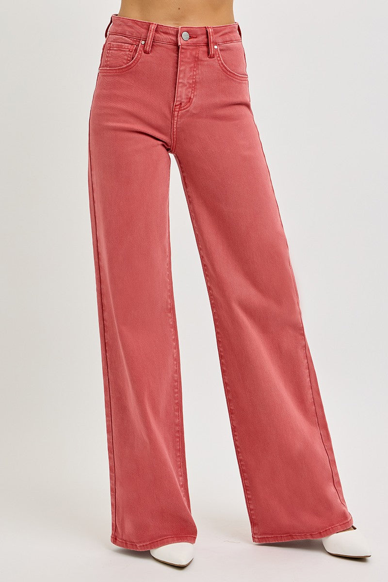 RISEN Full Size High Rise Tummy Control Wide Leg Jeans - Jsopretty.com