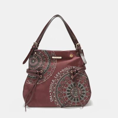 Nicole Lee USA Side Braided Tassel Inlaid Rhinestone Embroidery Hobo Bag - Jsopretty.com