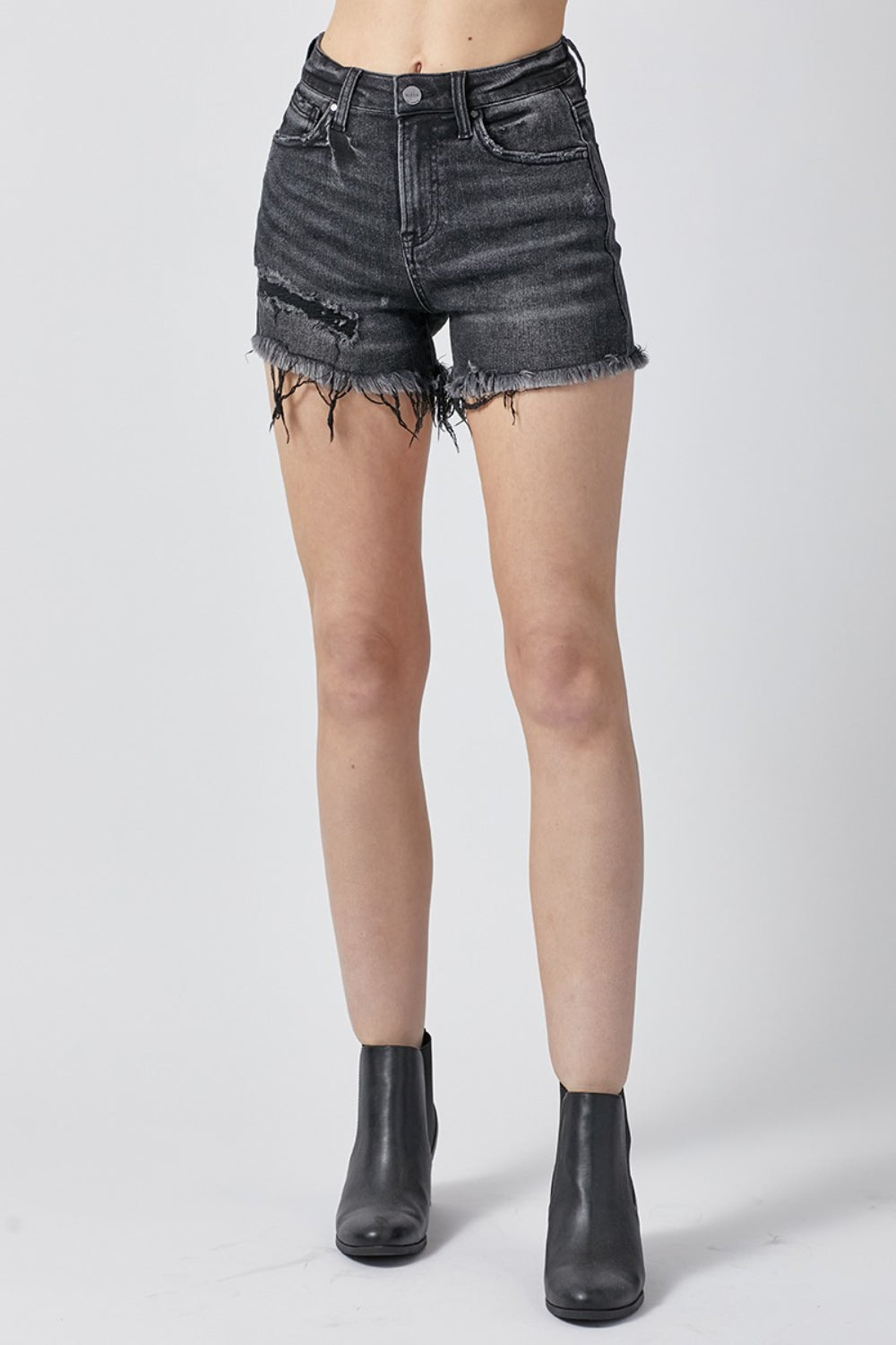 RISEN Raw Hem Denim Shorts with Pockets - Jsopretty.com