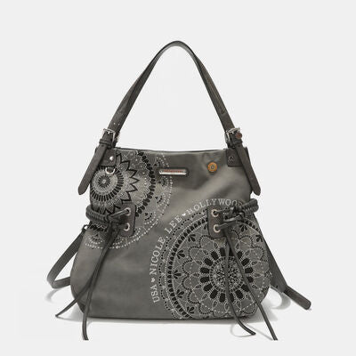 Nicole Lee USA Side Braided Tassel Inlaid Rhinestone Embroidery Hobo Bag - Jsopretty.com