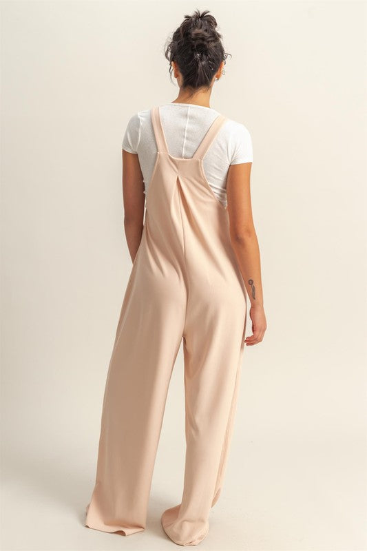 HYFVE Pleated Detail Front Pocket Wide Strap Overalls - Jsopretty.com