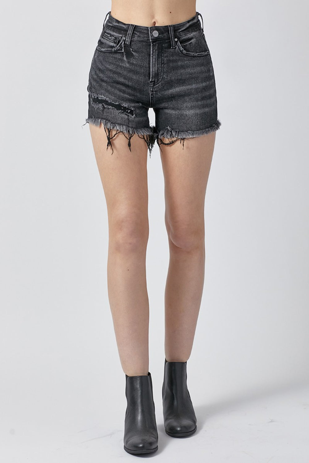 RISEN Raw Hem Denim Shorts with Pockets - Jsopretty.com