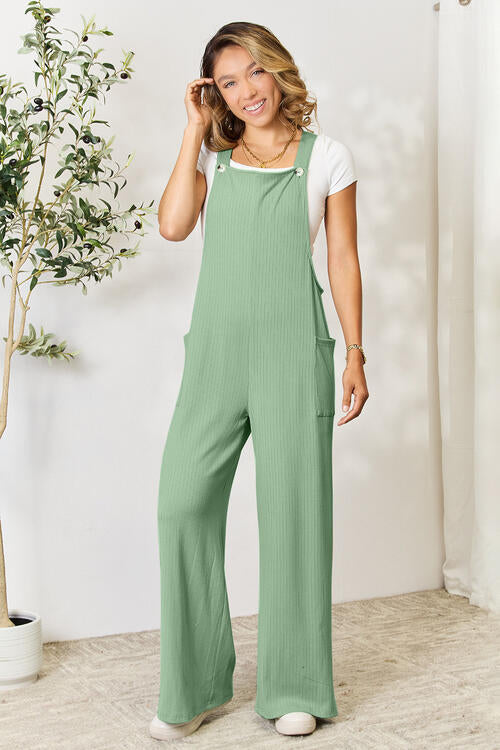 Double Take Full Size Wide Strap Overall with Pockets - Jsopretty.com