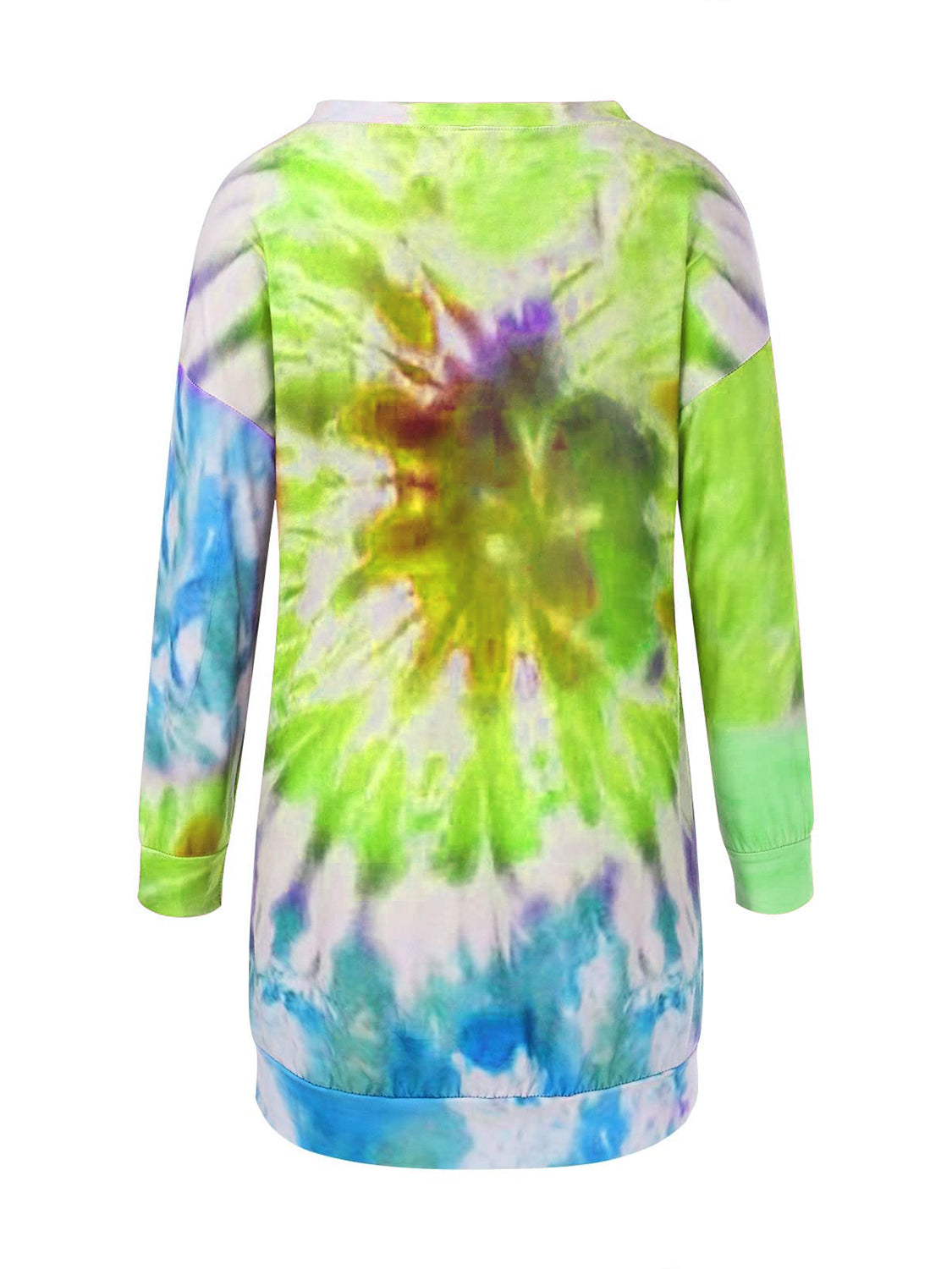 Full Size Tie-Dye Round Neck Long Sleeve Dress - Jsopretty.com