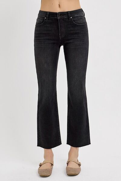 RISEN Tummy Control Mid Rise Crop Straight Jeans - Jsopretty.com