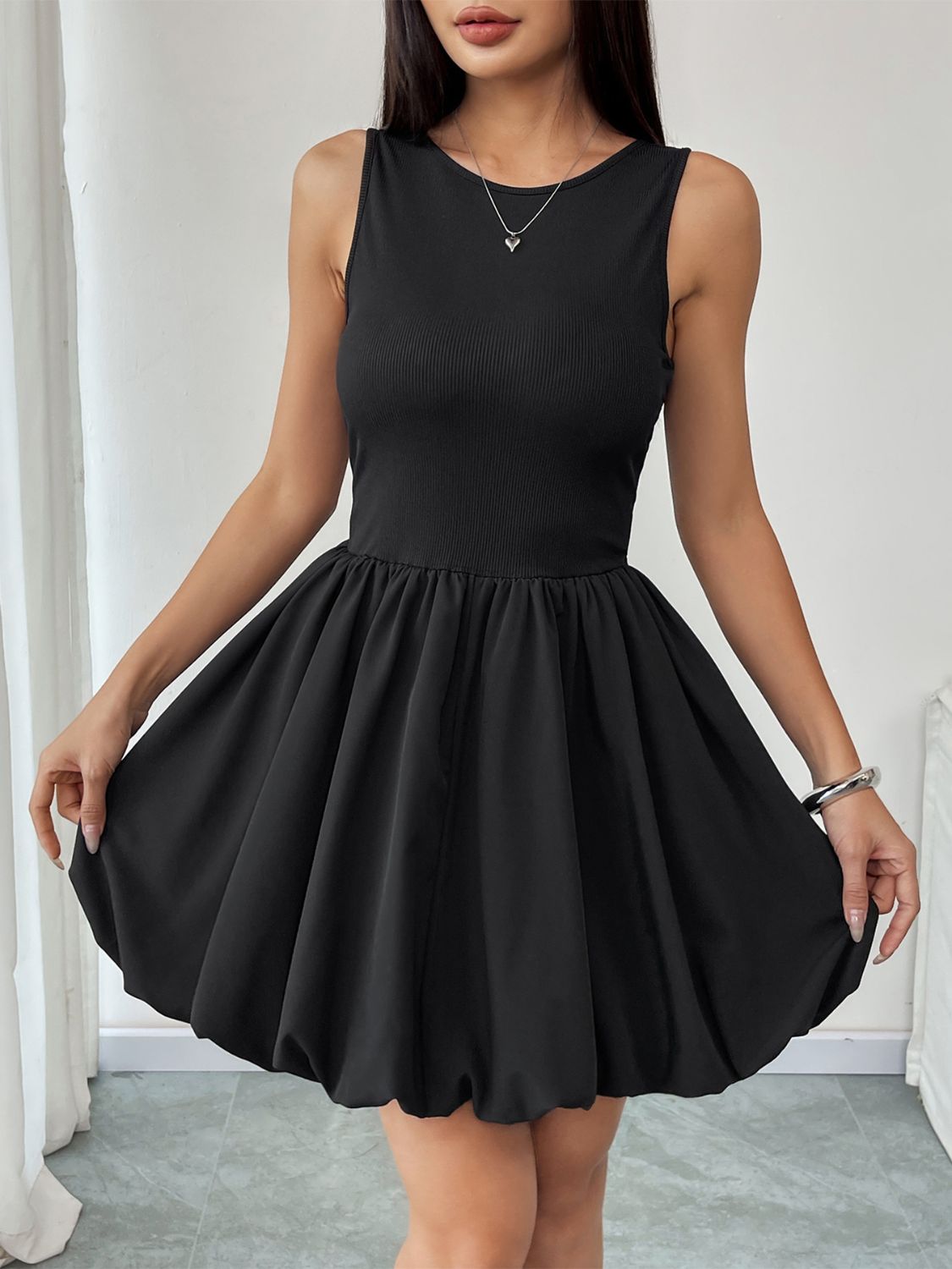 Perfee Ruched Sleeveless Mini Dress - Jsopretty.com