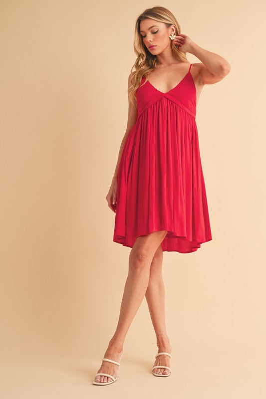 Aemi + Co Ruched Plunge Mini Cami Dress - Jsopretty.com