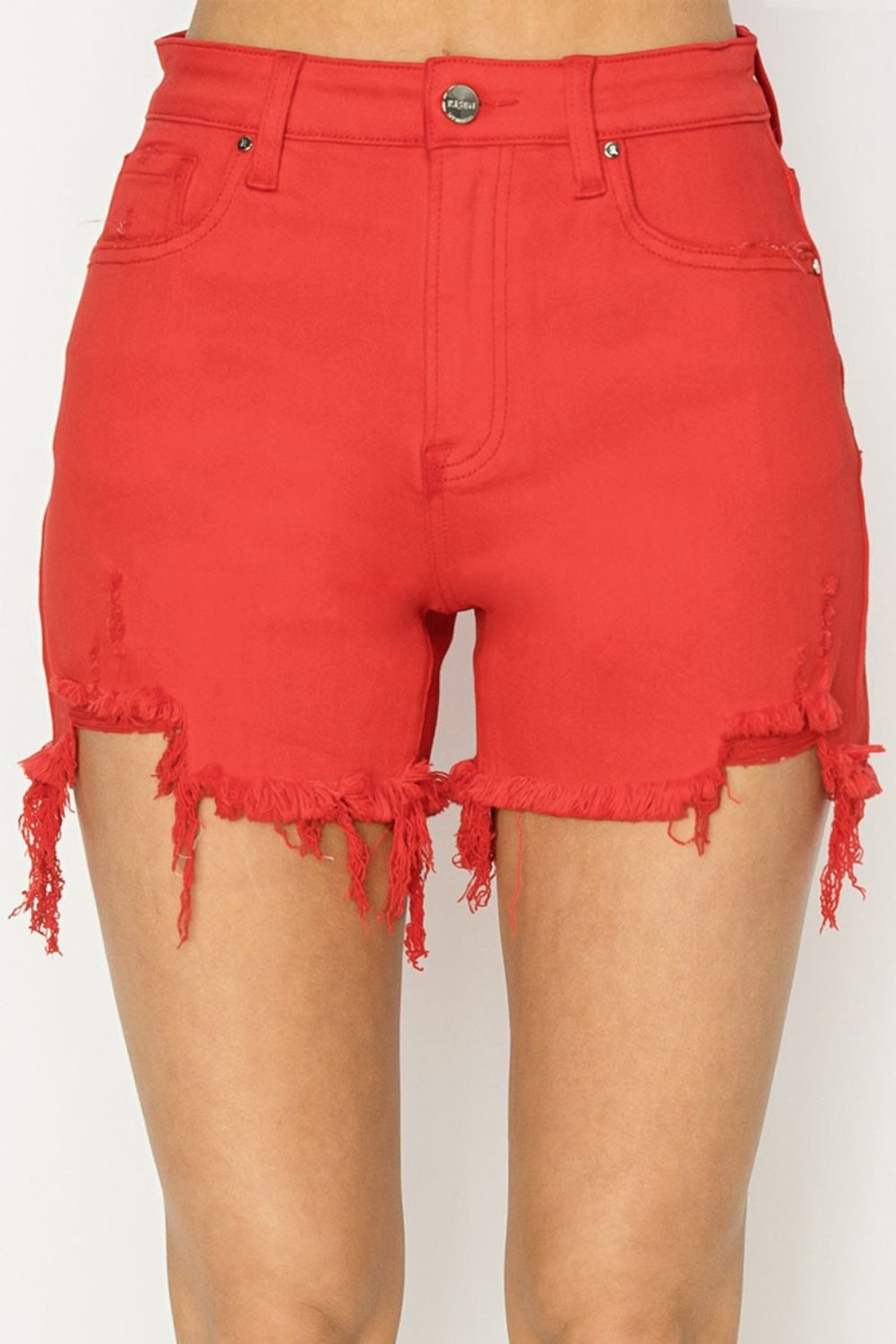 RISEN High Rise Distressed Denim Shorts - Jsopretty.com