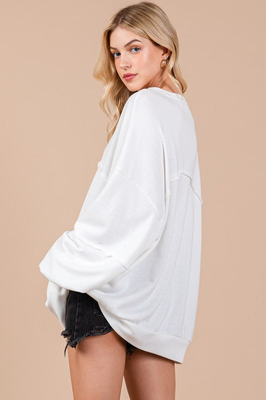 Ces Femme Exposed Seam Long Sleeve Sweatshirt - Jsopretty.com