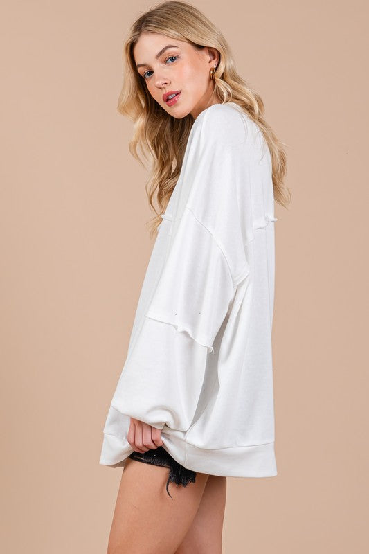 Ces Femme Exposed Seam Long Sleeve Sweatshirt - Jsopretty.com