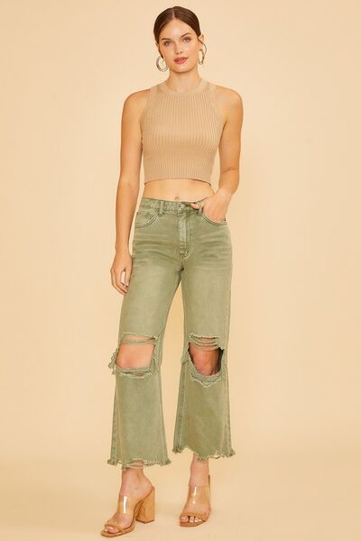 Annie Wear Distressed Raw Hem Jeans - Jsopretty.com