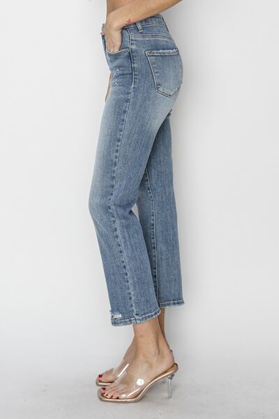 RISEN Full Size High Waist Distressed Cropped Jeans - Jsopretty.com