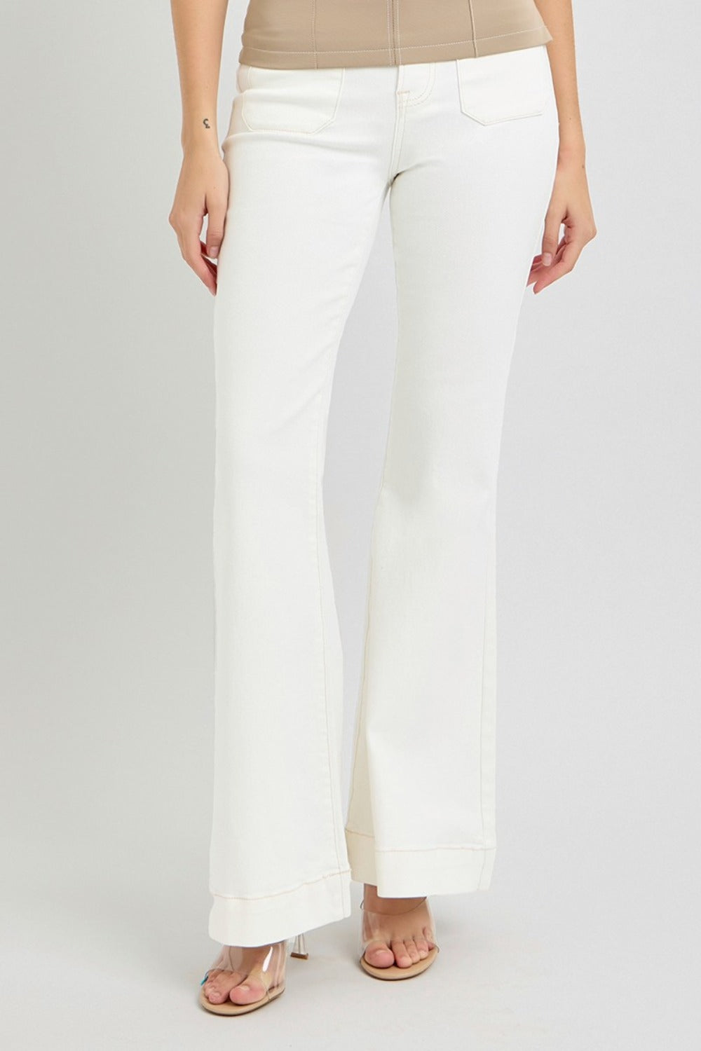 RISEN Full Size High Rise Front Patch Pocket Flare Jeans - Jsopretty.com