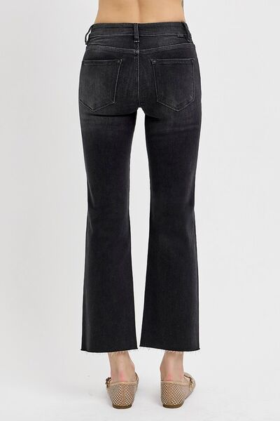 RISEN Tummy Control Mid Rise Crop Straight Jeans - Jsopretty.com