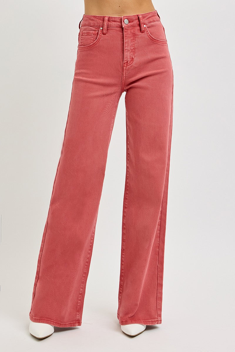 RISEN Full Size High Rise Tummy Control Wide Leg Jeans - Jsopretty.com