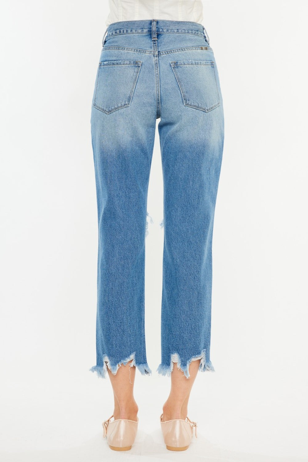 Kancan Distressed Frayed Hem Cropped Jeans - Jsopretty.com