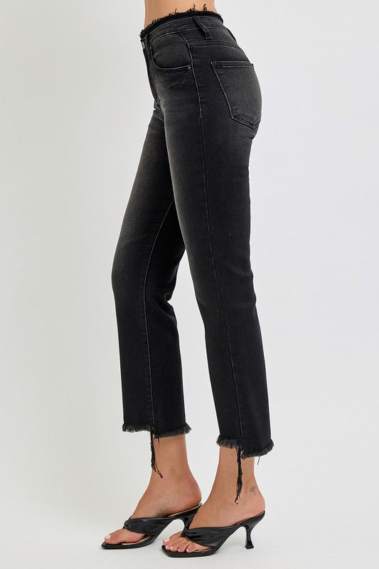 RISEN Full Size Raw Hem Cropped Flare Jeans Plus Size - Jsopretty.com