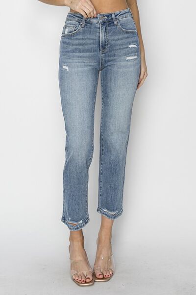 RISEN Full Size High Waist Distressed Cropped Jeans - Jsopretty.com