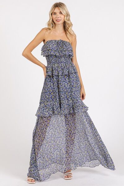 Mittoshop Ruffled Smocked Floral Halter Neck Maxi Dress - Jsopretty.com