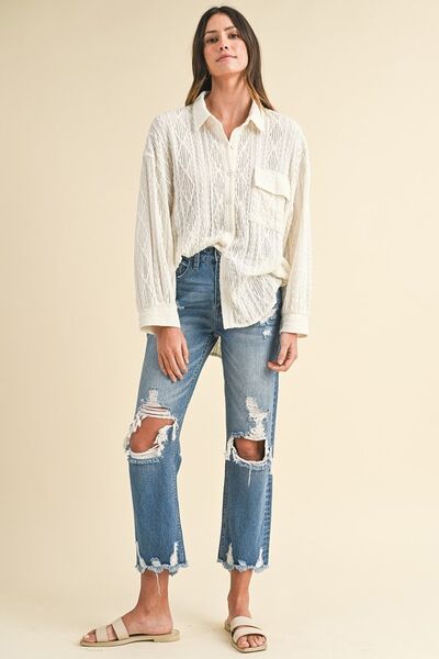 Annie Wear Distressed Raw Hem Cropped Jeans - Jsopretty.com