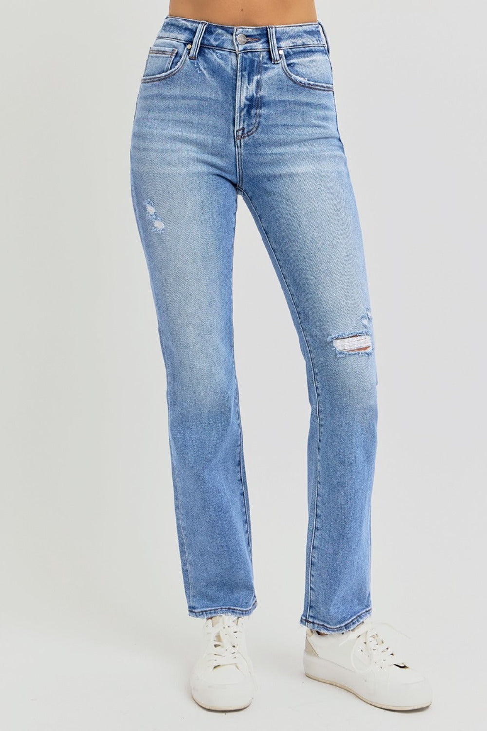 RISEN Full Size Distressed High-Rise Ankle Straight Jeans - Jsopretty.com