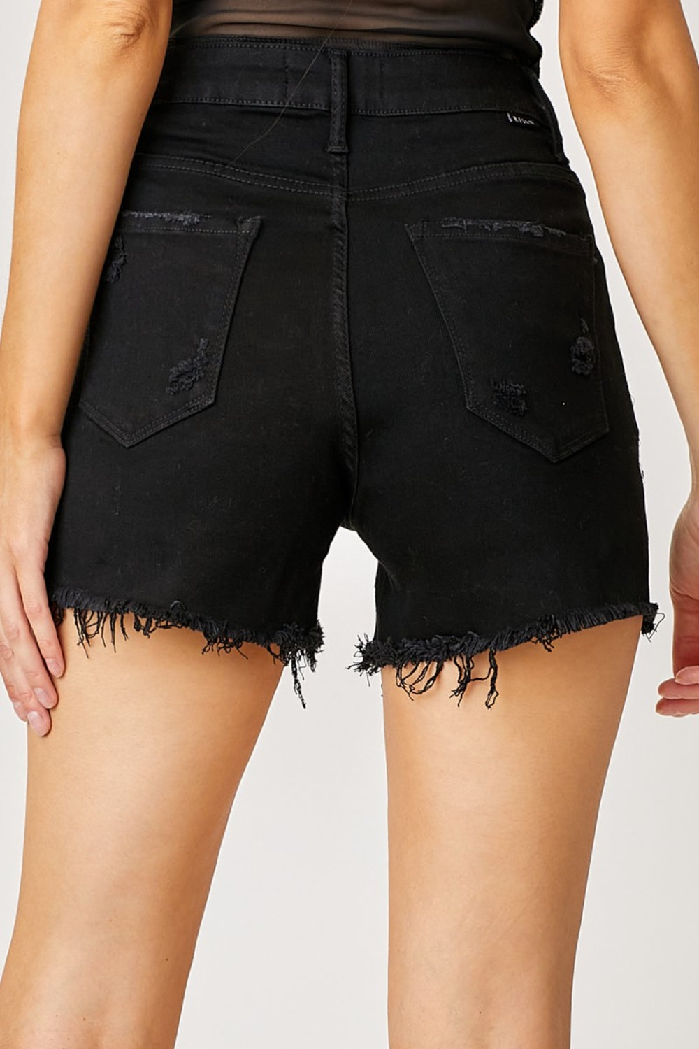 RISEN Frayed Hem Denim Shorts with Fringe Detail Pockets - Jsopretty.com