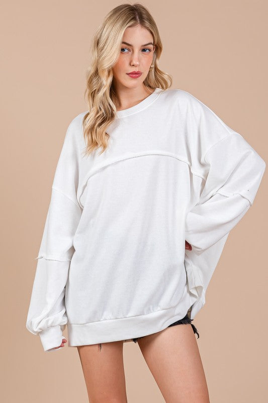 Ces Femme Exposed Seam Long Sleeve Sweatshirt - Jsopretty.com