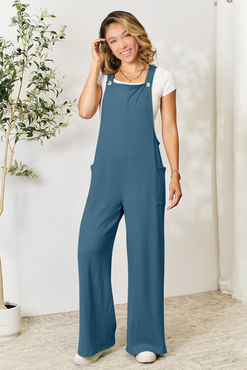 Double Take Full Size Wide Strap Overall with Pockets - Jsopretty.com