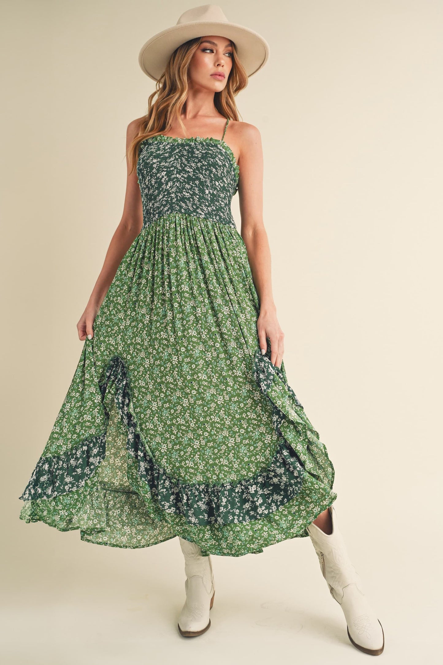 Aemi + Co Ditsy Floral Ruffled Hem Maxi Cami Dress - Jsopretty.com