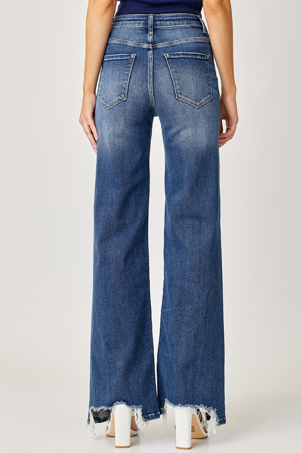 Risen Full Size High Rise Frayed Hem Wide Leg Jeans - Jsopretty.com