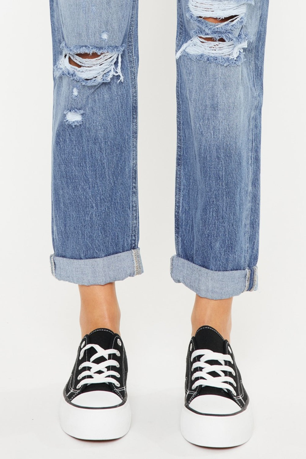 Kancan Mid Rise Distressed Straight Jeans - Jsopretty.com