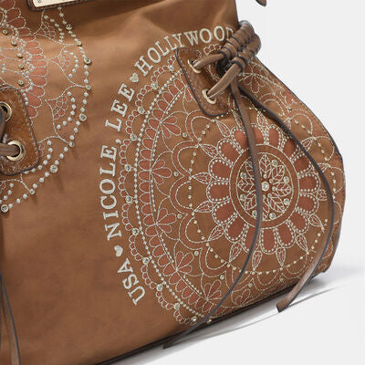 Nicole Lee USA Side Braided Tassel Inlaid Rhinestone Embroidery Hobo Bag - Jsopretty.com