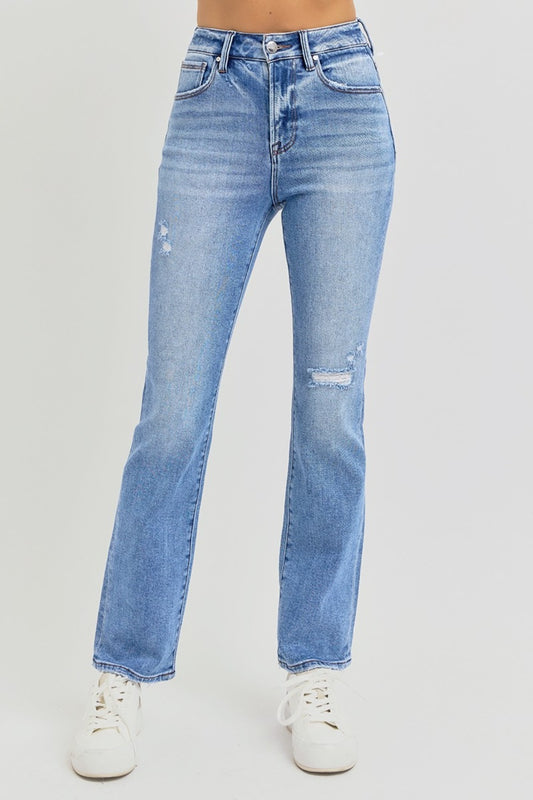 RISEN Full Size Distressed High-Rise Ankle Straight Jeans - Jsopretty.com