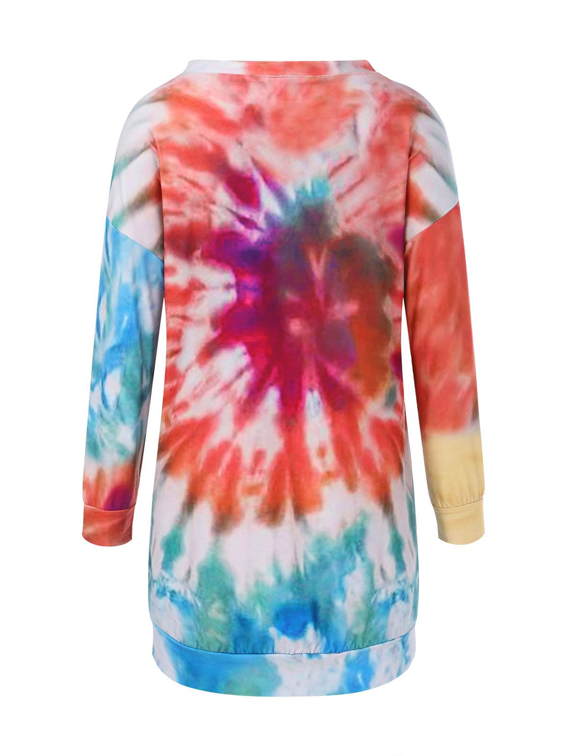 Full Size Tie-Dye Round Neck Long Sleeve Dress - Jsopretty.com