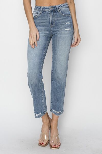 RISEN Full Size High Waist Distressed Cropped Jeans - Jsopretty.com