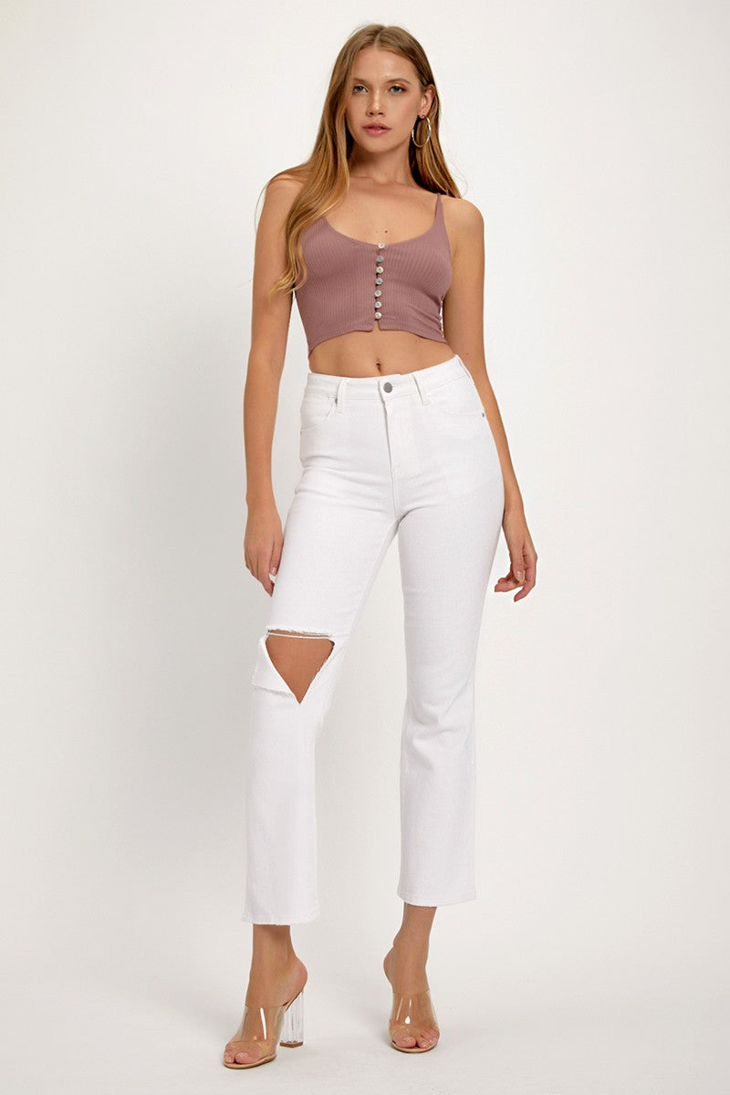 RISEN Full Size Distressed Cropped Straight Jeans - Jsopretty.com