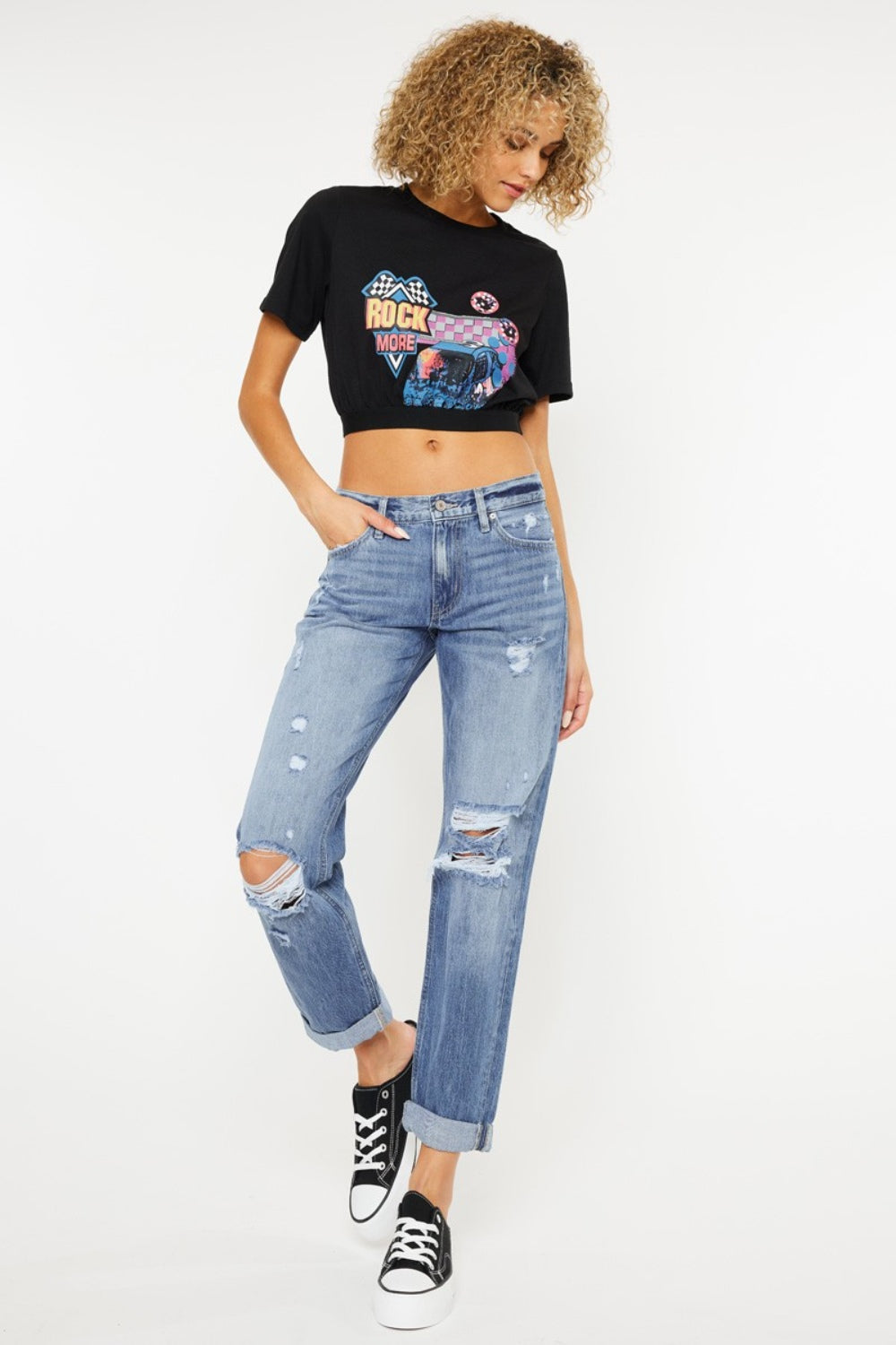 Kancan Mid Rise Distressed Straight Jeans - Jsopretty.com