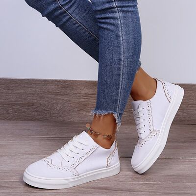 Lace-Up Suedette Flat Sneakers - Jsopretty.com