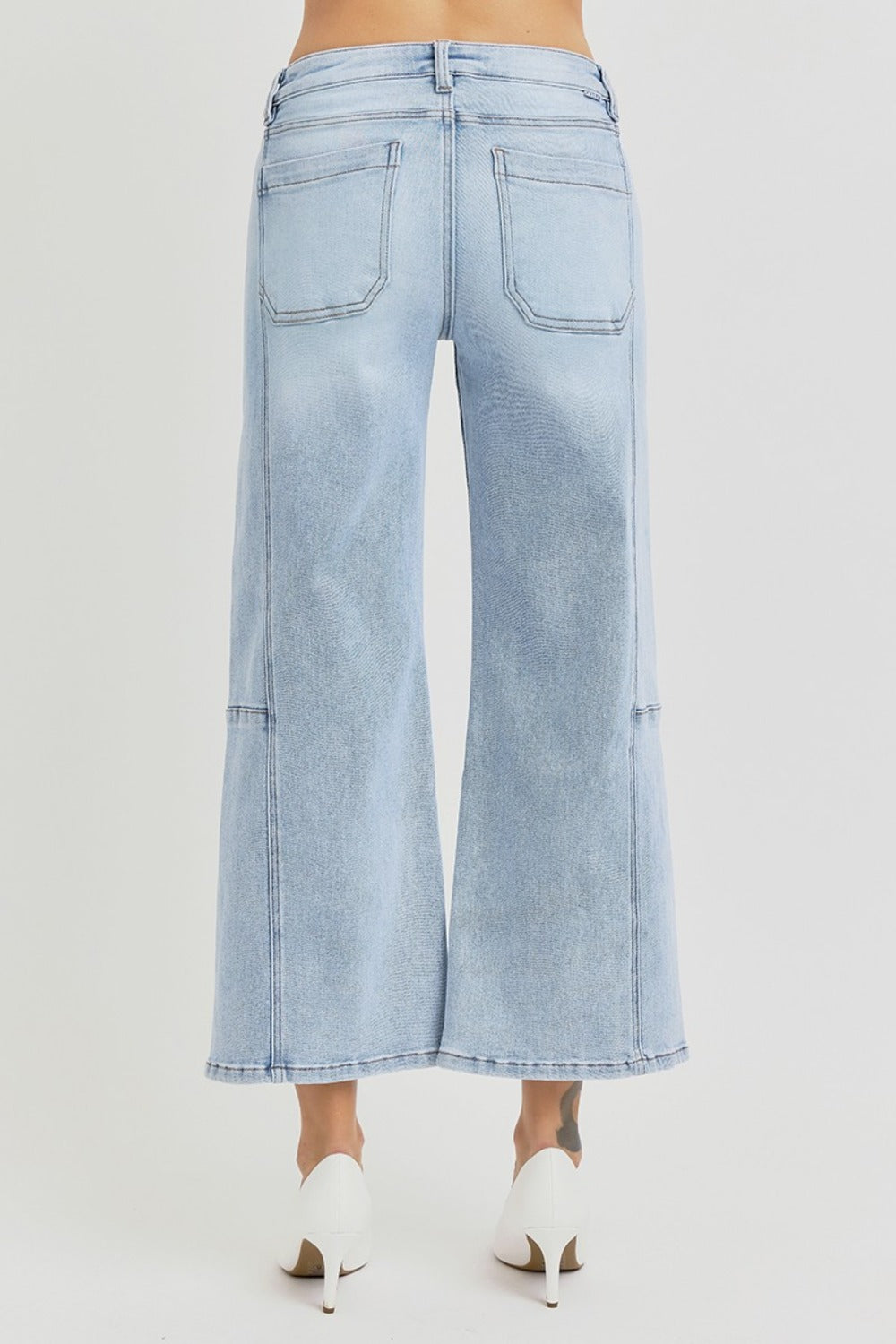 RISEN Full Size High Rise Seamed Detail Wide Leg Crop Jeans - Jsopretty.com