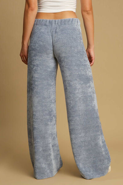 Umgee Elastic Waist Wide Leg Pants - Jsopretty.com