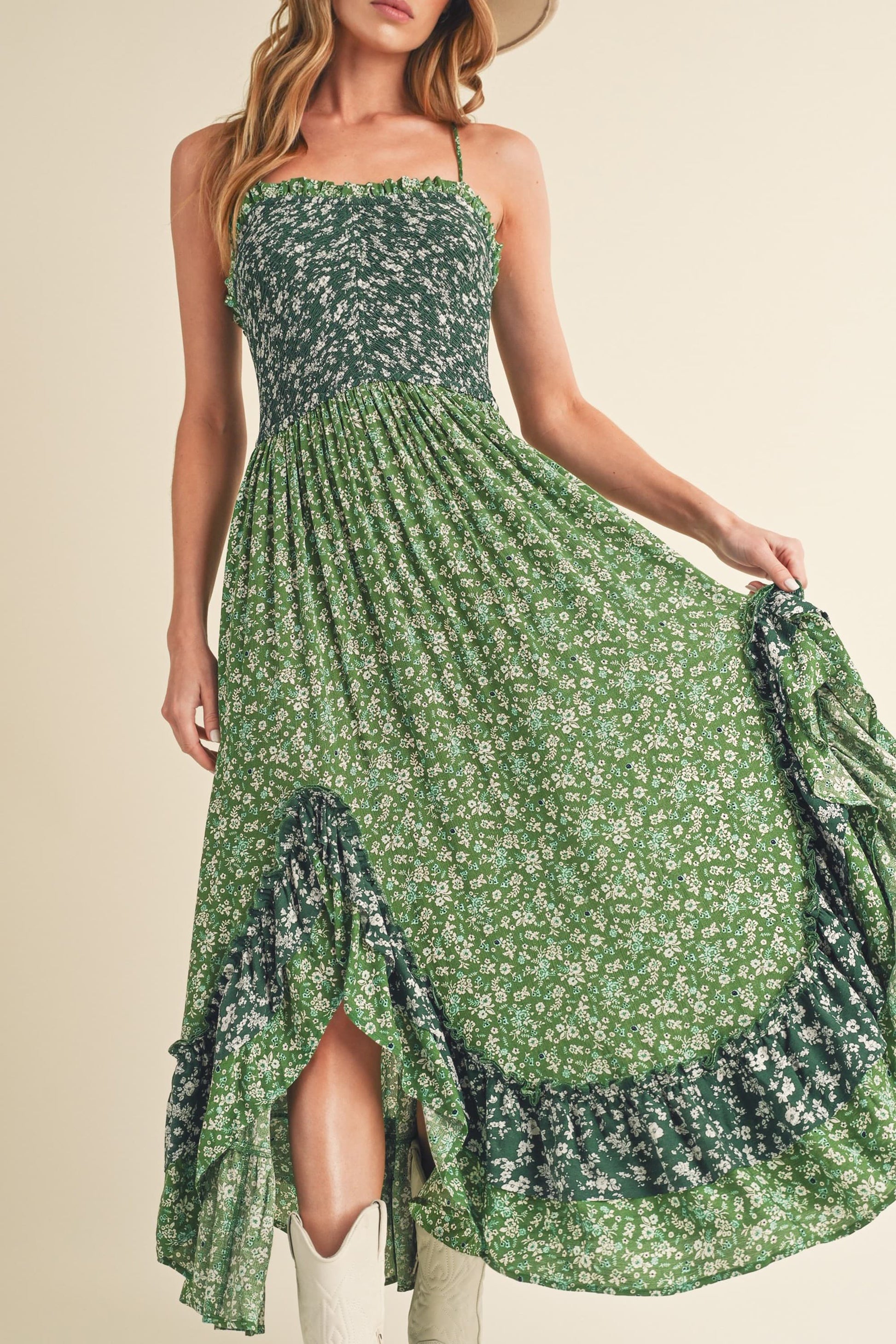 Aemi + Co Ditsy Floral Ruffled Hem Maxi Cami Dress - Jsopretty.com