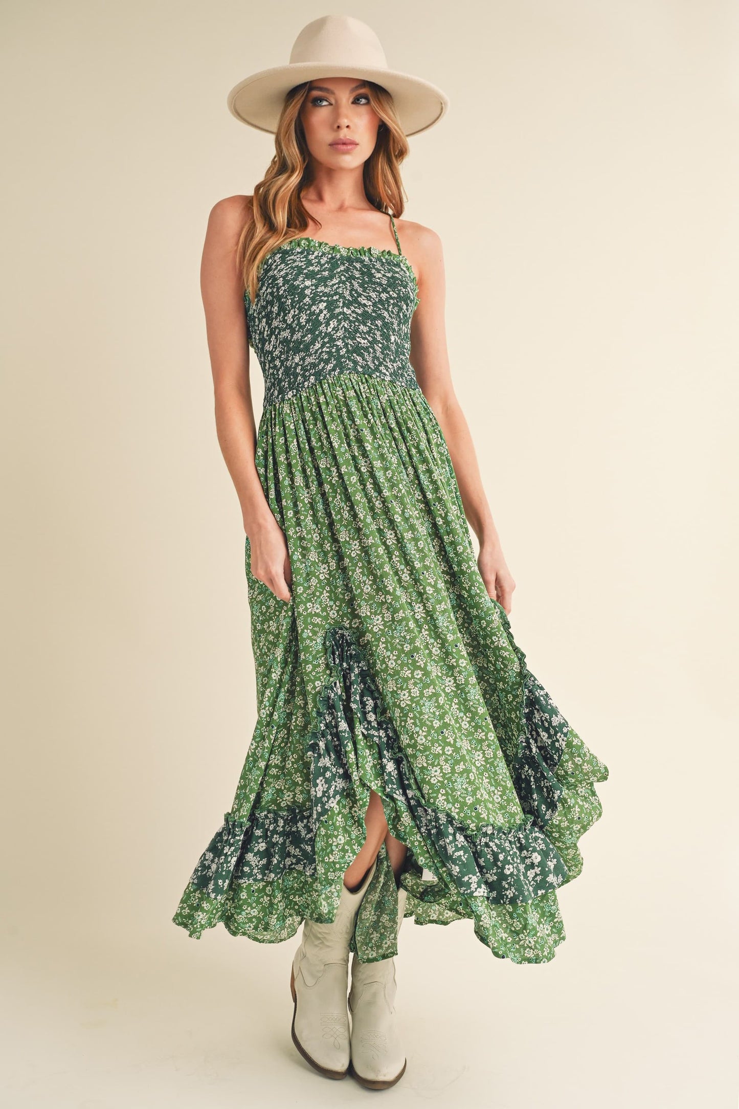 Aemi + Co Ditsy Floral Ruffled Hem Maxi Cami Dress - Jsopretty.com