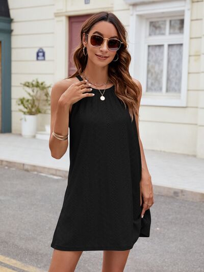 Florira Eyelet Sleeveless Mini Dress - Jsopretty.com