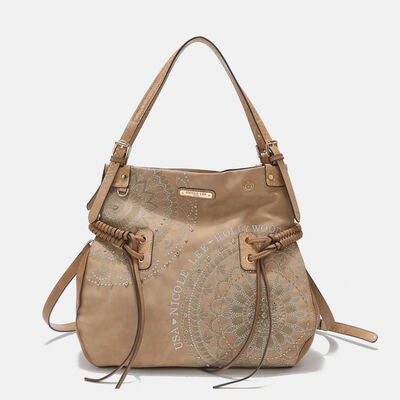 Nicole Lee USA Side Braided Tassel Inlaid Rhinestone Embroidery Hobo Bag - Jsopretty.com